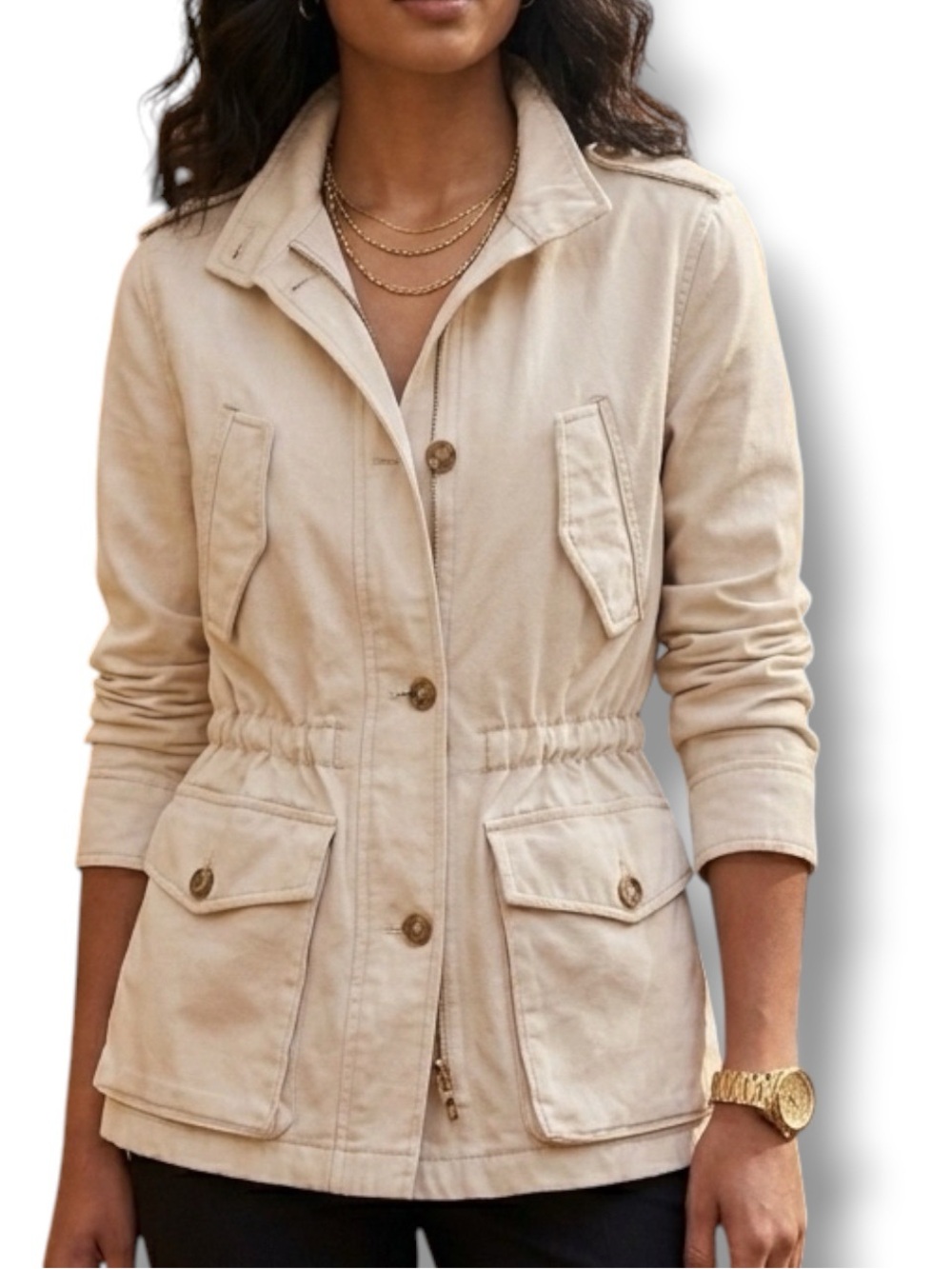Madewell NWOT Cinched Utility Jacket Italian Twill Cotton Linen Cream White M